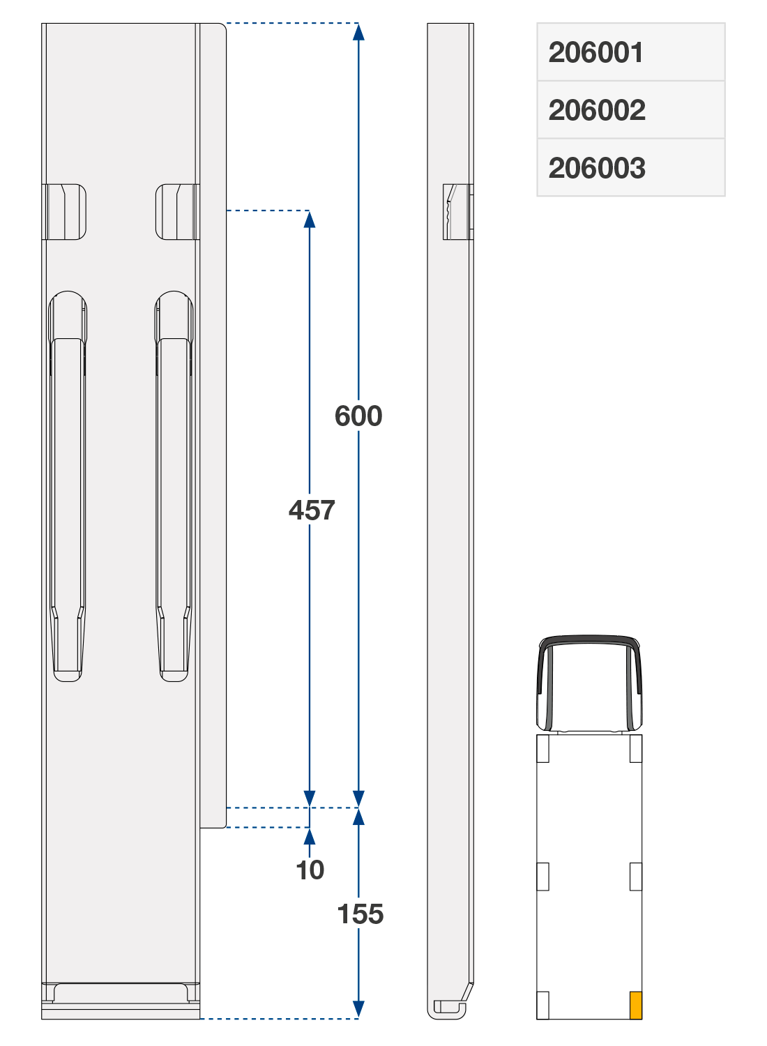 Sloupek zadní kinnegrip 600/120 mm zp