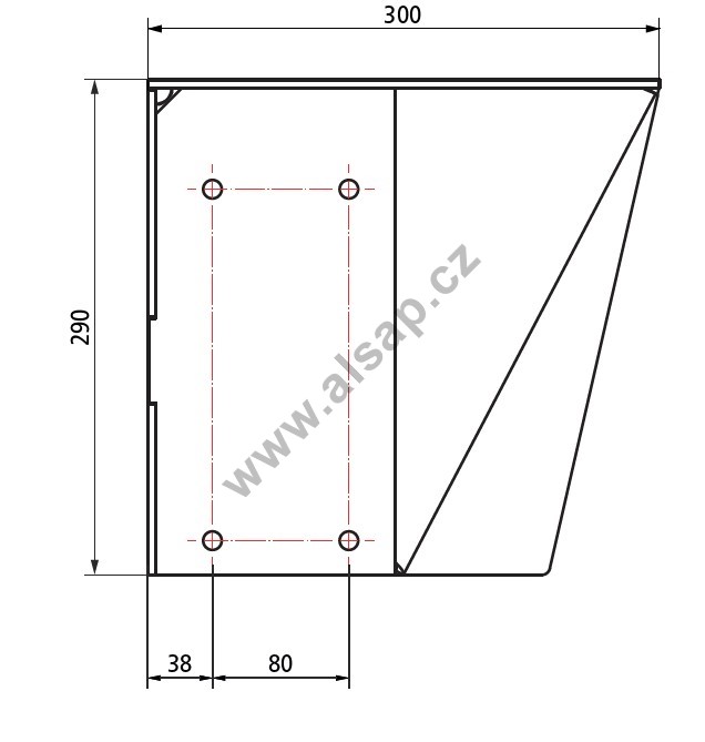 Right console for bumper, R58-03, type 564040 short 290 mm, raw (1)