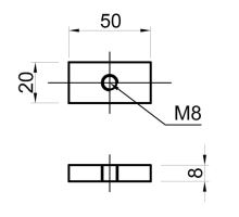 Threaded plate 50x20, M8 (1)