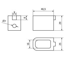 Aluminium latch receiver for screw mounting on side pillar – anodised (3)
