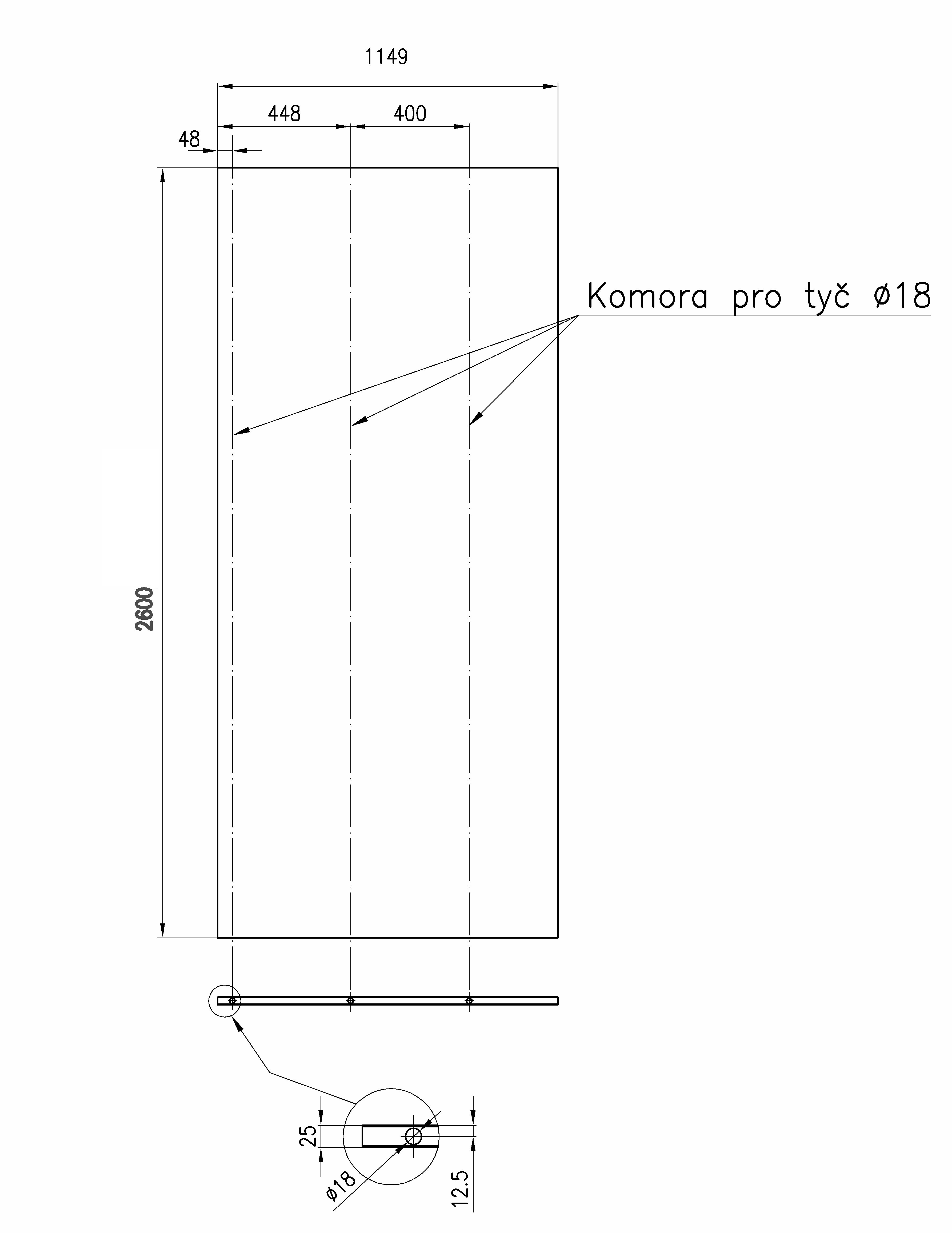 Panel pro výplň vrat, 1149 x 2600mm, RAL9010 - bílý/ RAL9006 - stříbrná