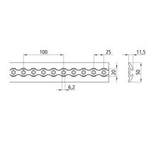 AirLine track o20 mm aluminium, 50x12 mm, with mounting holes full, anodised (1)