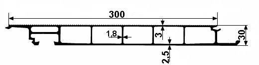 Profil podlahy 30x300mm zavřený, al