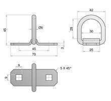 Surface-mounted lashing ring without mounting cup, O6 mm, 750 kg (1)