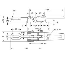 Toggle latch with eye and safety catch, bolt-on, zinc plated (2)