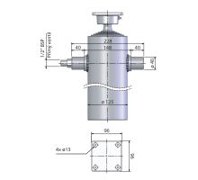 MARIZ hydraulic cylinder o125mm, 5-stage, stroke 1050mm, zinc, with 1/2" connection valve (2)