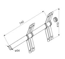 Nastavitelný držák blatníku s konzolí 740mm, o54mm, 2 x úchyt 410mm, zn. (1)
