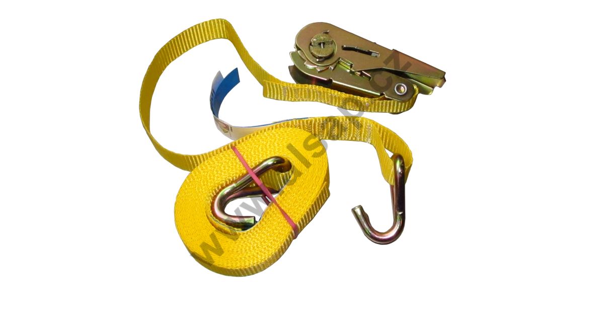 Tie-down strap 25mm, ratchet WTR 800, hook 002, 0.5+4.5m, yellow- ALSAP