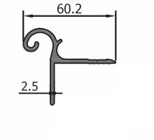 Hinge profile 155° "U" - Upper part with gutter for 25mm panel, anoda