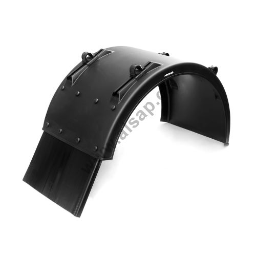 Plastic mudguard, 650x1900x1250mm, adj. brackets o42mm, antispray mudflap 350 mm, L/R