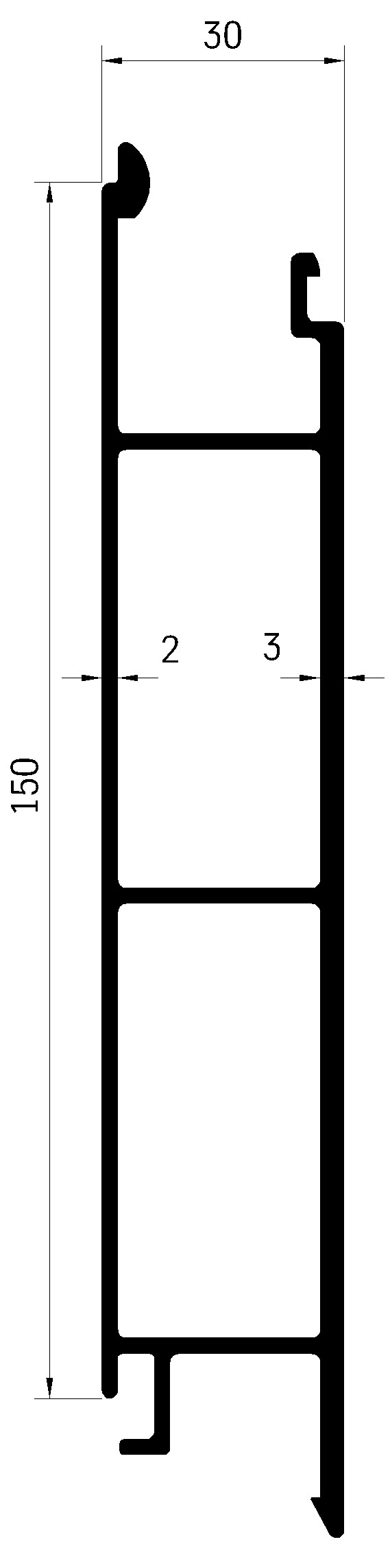 Profil bočnice sklápěče střední 150x30 mm