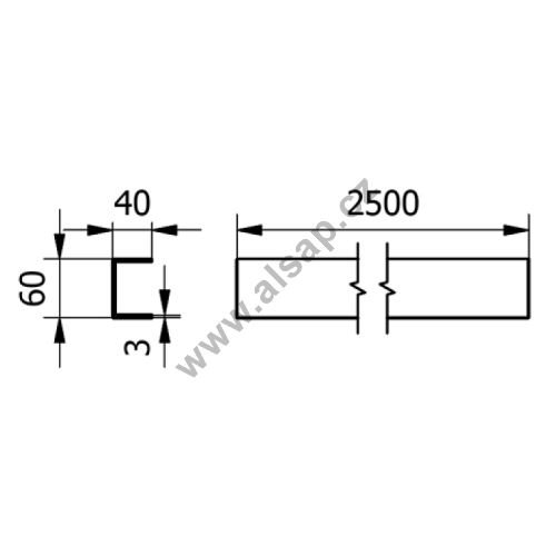 Profile C 60 x 40 x 3 mm, runners for ramps