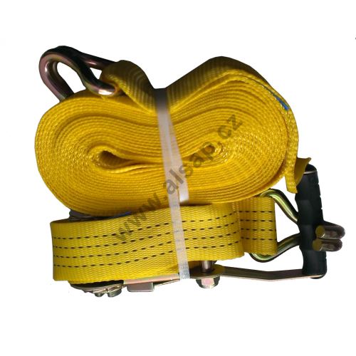 50mm tensioning strap, 4036 ratchet R50E1, hook 5002, 0.5 + 7.5 m, yellow (712)