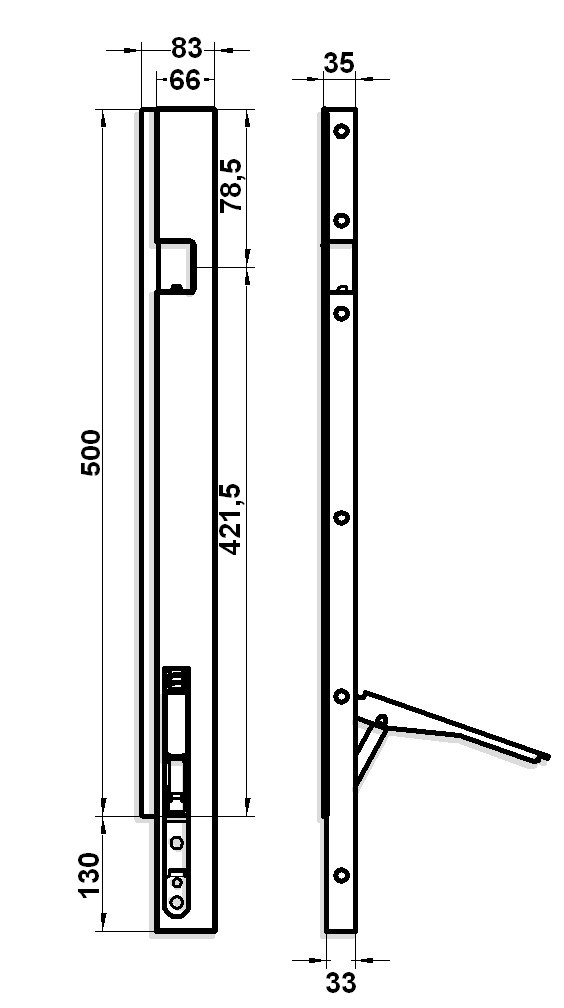 Sloupek přední P BB10 500/ mm