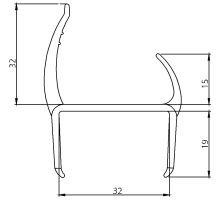 PVC seal 32mm black/grey, 2 tongues, 3.2 m N (1)