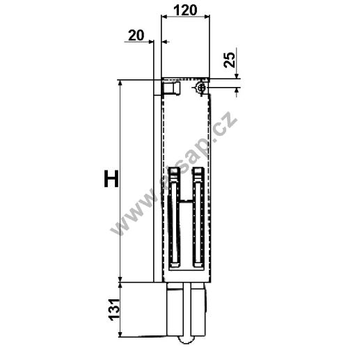 Column of tipper S36 rear L, 800 / 120 mm, to wedge - extendable (287)