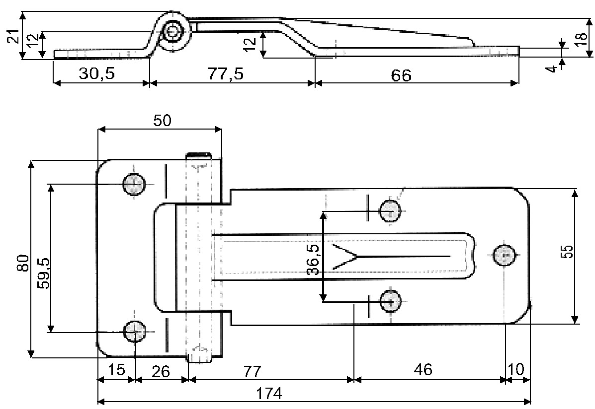 Pant bočních dveří T 174mm, nerez