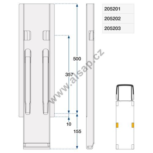 Side post kinnegrip ZN, 400 - 1000 mm