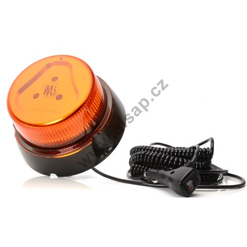 LED orange beacon, 1 mode, 12-24V, magnet, 7m spiral cable, cigarette lighter plug (1)