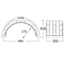 Flat-top plastic mudguard WL (white line), from 260 to 450 mm, inner hole o42 mm, Bawer (1)