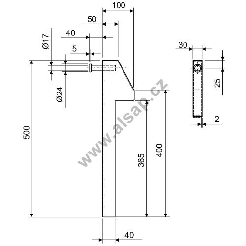 Rear end flange of the tipper with a pin 400/500mm
