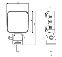 LED work light, 116 x 76 mm, cable, 2700lm (1)