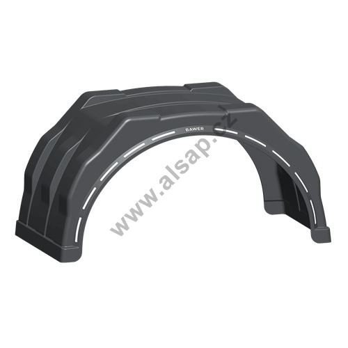 Flat-top plastic mudguard WL (white line), from 260 to 450 mm, inner hole o42 mm, Bawer