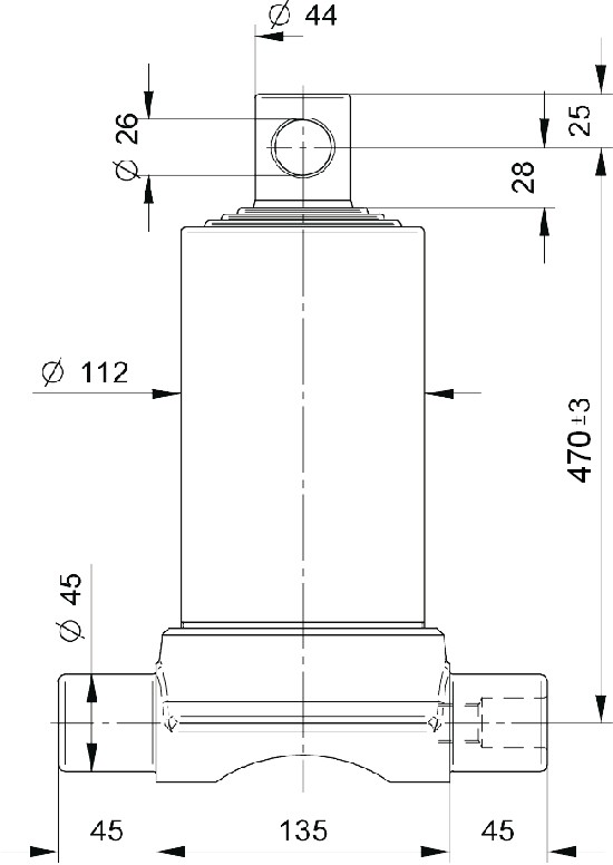 Hydraulický válec spodní uložení,1390 /4/112/ L 470 mm, 7t, 180 bar, 6 l