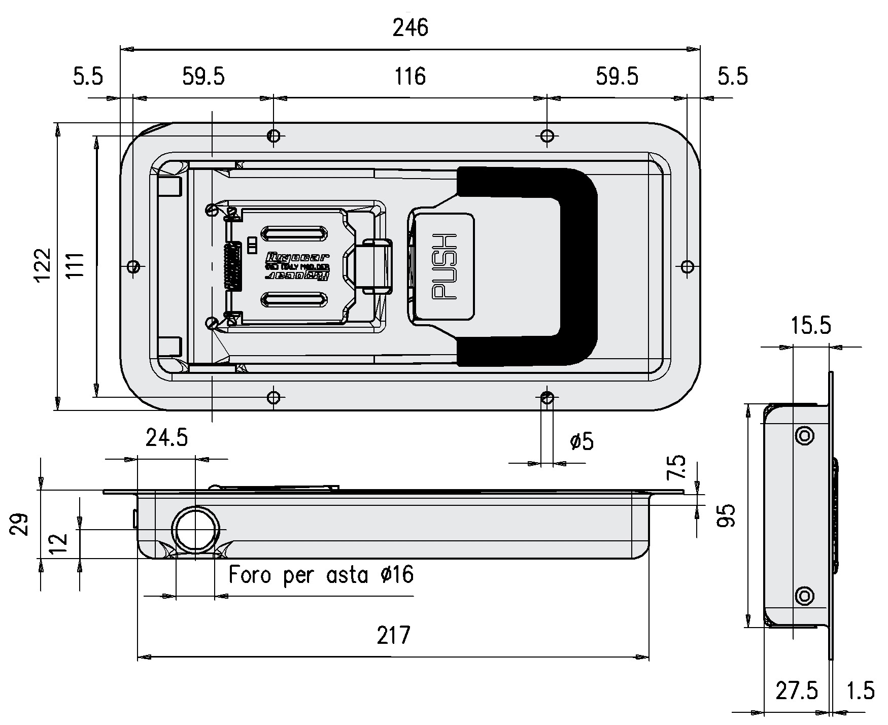 Závěr vestavný  MINI-PUSH 29mm