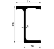 Subframe profile T, 108 mm, reinforced HD (heavy-duty), aluminium (1)