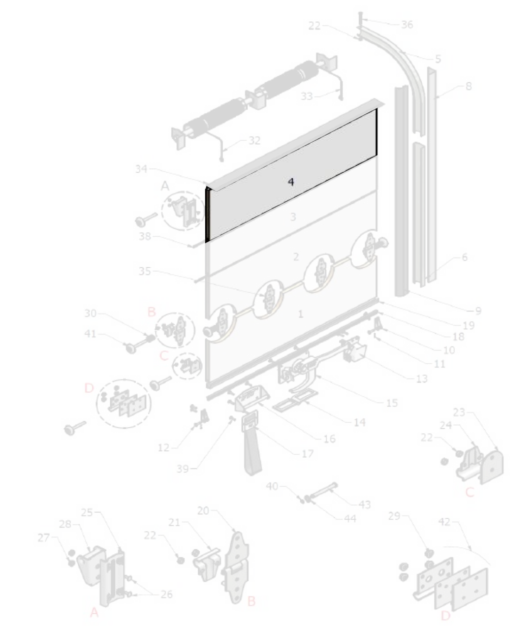 4 - horní lamela, l= 2440mm, fit roleta