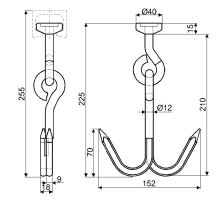 Stainless steel hook, double joint for C