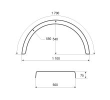 Plastic mudguard, from 270 to 600 mm, DOMAR DK15 (1)