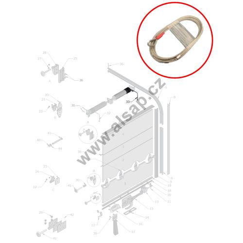 32 - Cable, length 3305mm, black handle on the passenger side, FIT blind