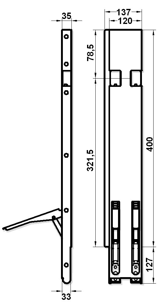 Sloupek zadní L BB10 400/ mm