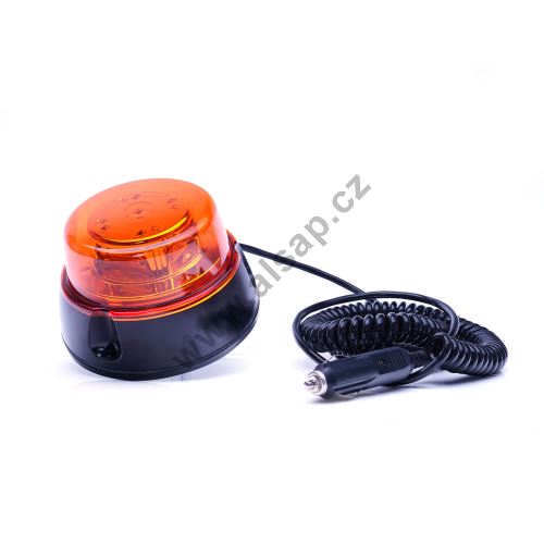 LED orange beacon, 1 mode, 12-24V, magnet, 3m spiral cable, cigarette lighter plug