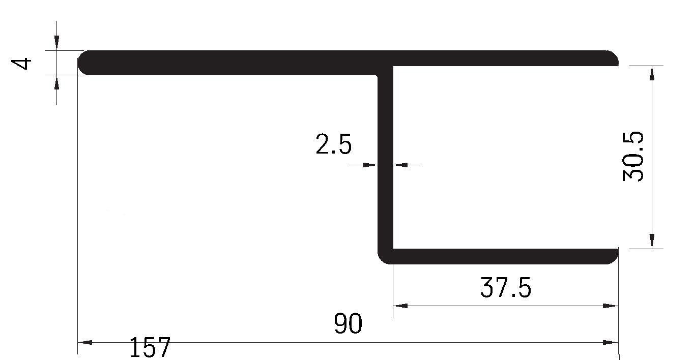Profil lemu h bočnice 30,5mm,