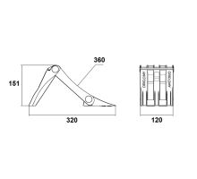 2 folding ORIGAMY E36 plastic wheel chocks, 320x120x151mm, black + 2 holders, LOKHEN (3)