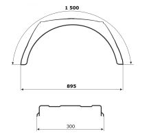 Flat-top plastic mudguard WL (white line), from 260 to 550 mm, DOMAR DK31 (4)
