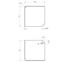 Corner cover for cabinet 105mm - for profile 85, R10, stainless steel / RAL9010