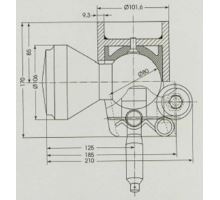 Case with 80mm damping for 24mm pin, type 3000, 24t