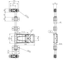 Rod latch/lock o22 mm THIRIET with pull handle, stainless steel (1)