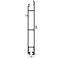 Bottom dropside profile 200 mm, for sealing - (aluminum/anodised)