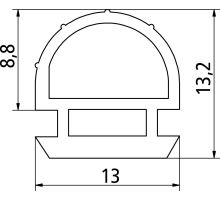 Seal for the bottom dropside profile, 13mm (3)