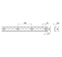 AirLine track o20 mm, 34 x 9.6 mm, with mounting holes every 100 mm, anodised