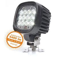 Work light 12 LED 5400 lm / 62W, W130 - diffused, black aluminum with bracket, 110 x 110 m