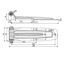 Rear door hinge 290 mm, complete - brand (1)