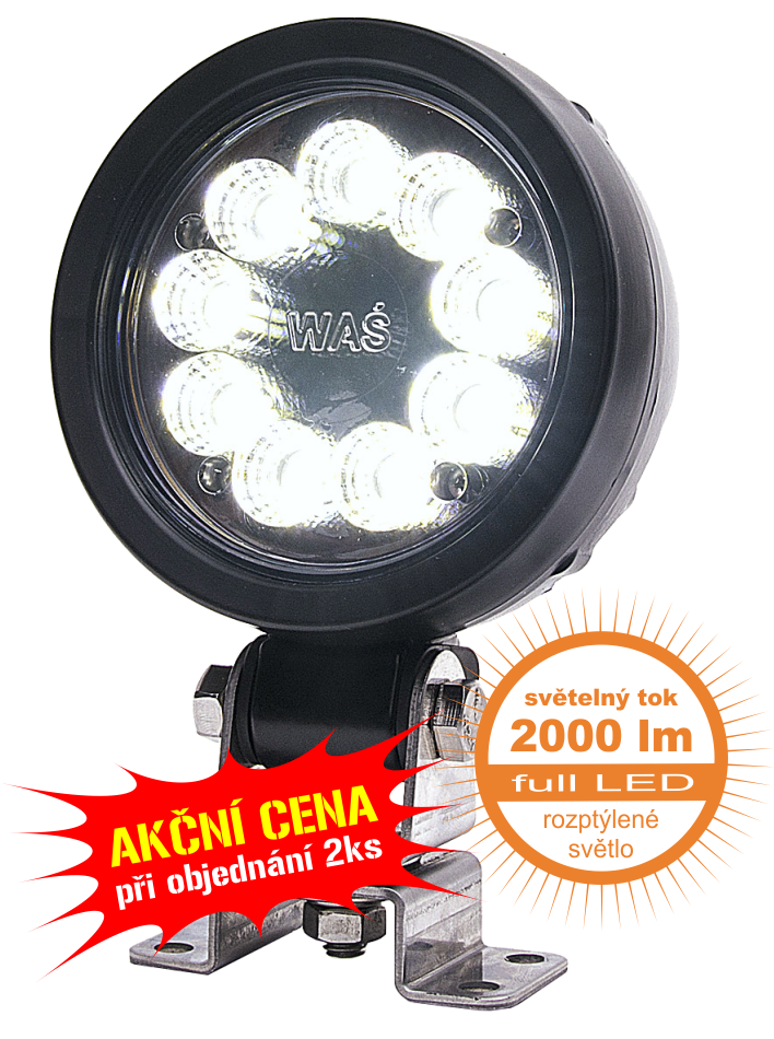 Pracovní světlo 9 LED 2000 lm / 19,8W, W163 černý hliníkový kryt, o 108, h 46 mm, NEW