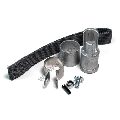 Square end fitting, for o25 mm, for PWP ratchet, Thiriet, Schmitz, and Wave, with strap