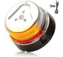 LED orange beacon, clear cover, 1 mode, 12-24V, magnet, 3m cable